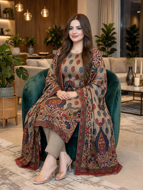 🔥 KALAMKARI PASHMINA 3PC 🔥