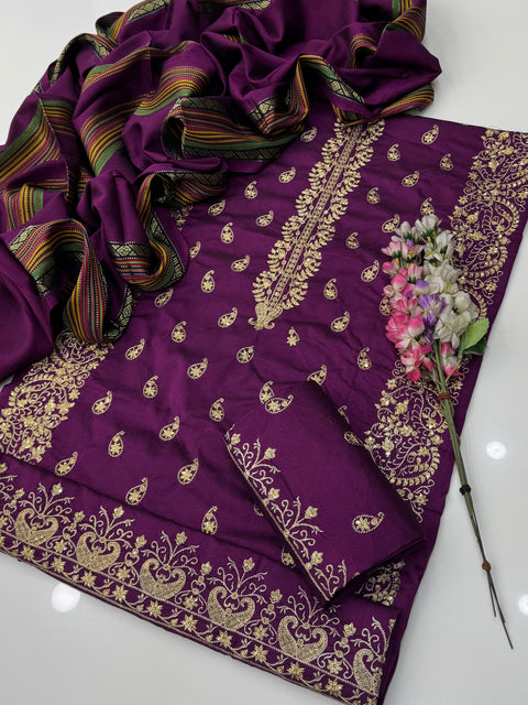 Fancy Beautiful Zaari Sequence Embroidery 🧵 Soosi Stuff 3 PC Dress 👗