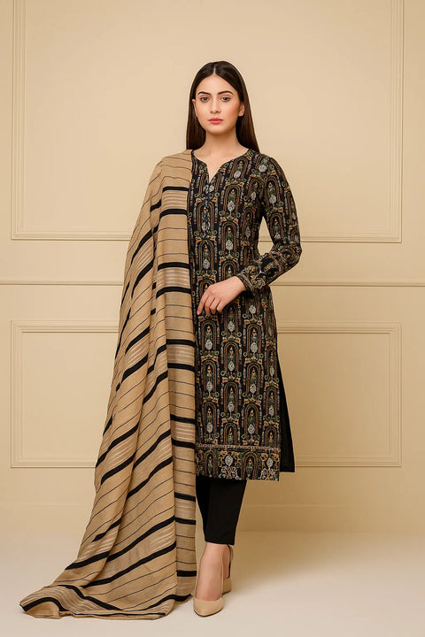 Beautiful & Elegant Style Dhanak Marina Bareeze Embroidered 3 PC Dress 👗