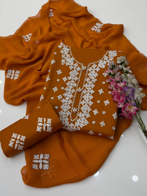 🔥 Handmade Sindhi Tanka Embroidery 🧵 With Sheesha Work Pure Lawn 3 Pc Dress 👗