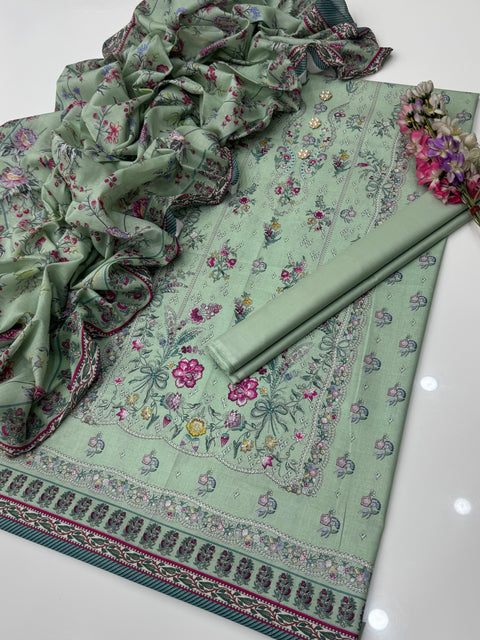 💕 Mausummery Brand Digital Printed Pure Lawn  3 Pc Dress 👗