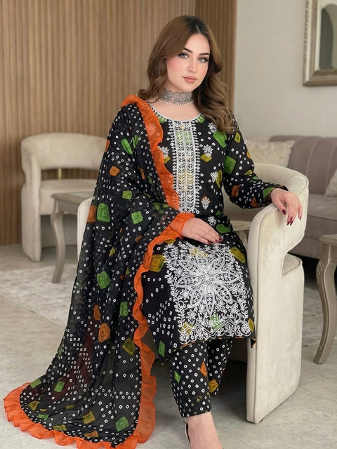 🔥 ONLY 2650/-PKR #CHIKANKARI LAWN 3 PC 🔥