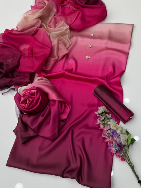 💕 Most Viral Ombré Tye N Dye Premium Shamooz Silk 3 PC 💕