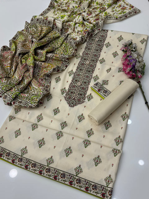 🔥 💯% Original Mausummery Brand Digital Printed Linen 3 Pc Dress 👗