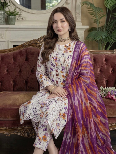 🔥 Beautiful Chikankari Embroidery Digital Printed Lawn 3 PC Dress 👗