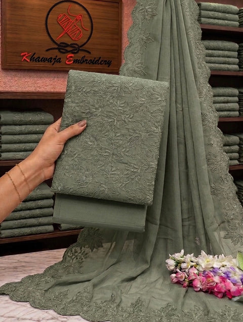 ‼️ #Most Beautiful & Trending Chikankari Boring Work Embroidery 🪡 Lawn 3 PC Dress 👗