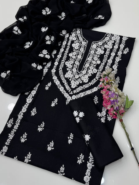 Handmade Pakka Tanka Embroidery 🪡 With Sheesha 🪞 Work Pure Lawn 3 Pc Dress 👗