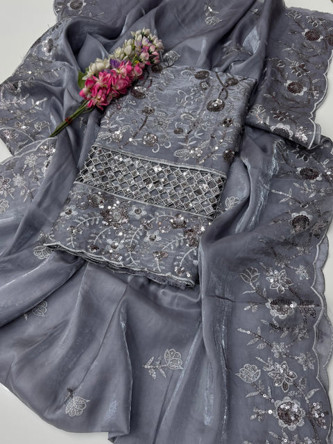 Beautiful Sheesha Silk Sequence & Boring Cut Work 2 Pc Dress 👗