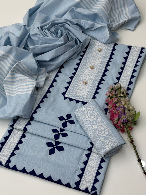 🔥 #WINTER’s Beautiful Handmade Style Cross Stitch Applique Soft Khaddar 3 Pc Dress 👗