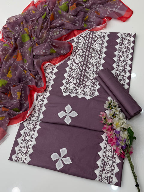 💕 Beautiful Handmade Applique Ralli Work 🪡 With Pakka Tanka Lawn 3 Pc Dress 👗