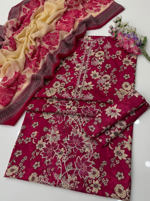 🔥 ONLY 2650/-PKR #CHIKANKARI LAWN 3 PC 🔥