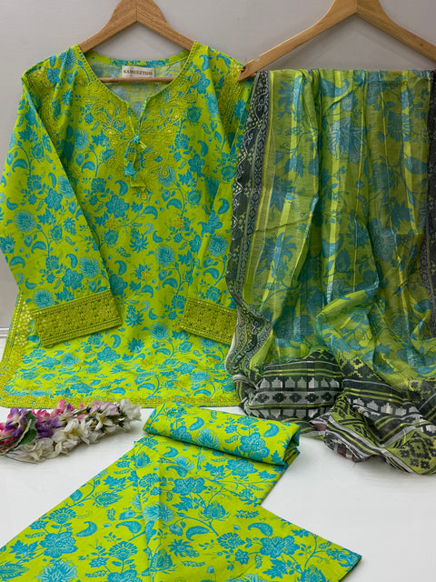 🔥 #STITCHED #LAWN WITH FARSHI SHALWAR 3PC 🔥