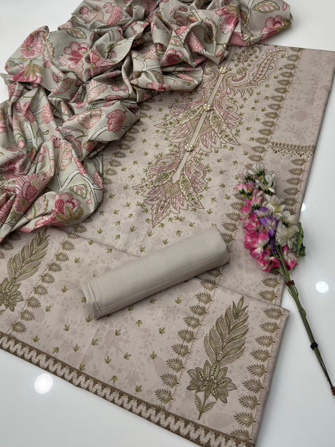 🔥 💯% Original Mausummery Brand Digital Printed Linen 3 Pc Dress 👗