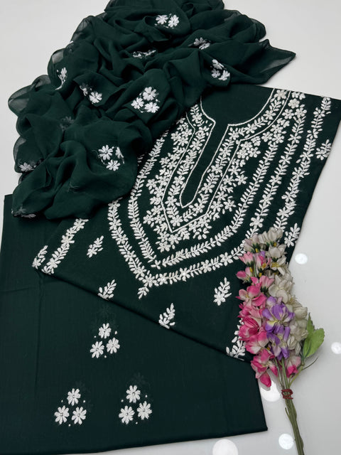 Handmade Pakka Tanka Embroidery 🪡 With Sheesha 🪞 Work Pure Lawn 3 Pc Dress 👗