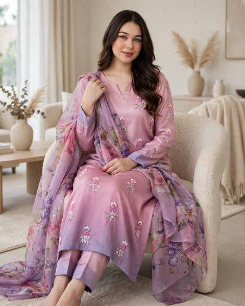 💕 #MOST #VIRAL HANDWORK SHAMOOZ 3 PC Dress 👗