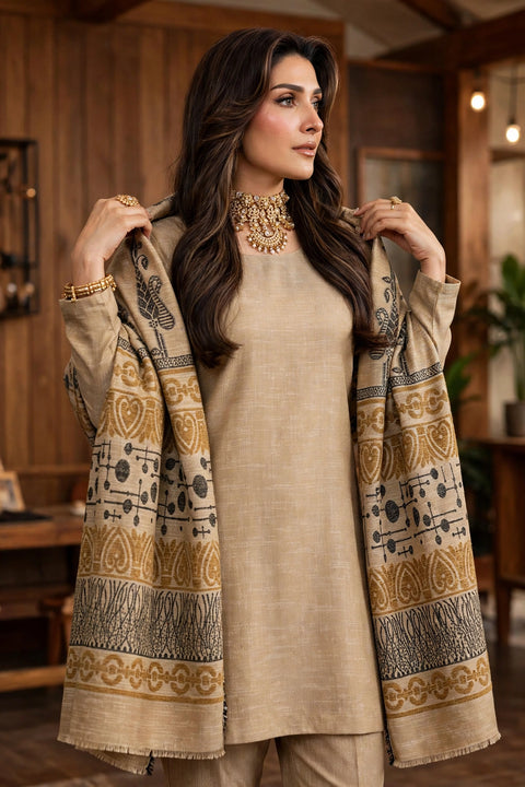 💕 #LUXURY #LEATHER PEACH PASHMINA 3 PC 👗