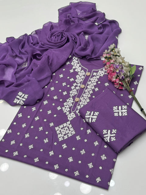 Handmade Sindhi Sheesha Embroidery 🧵 Pure Lawn 3 Pc 👗