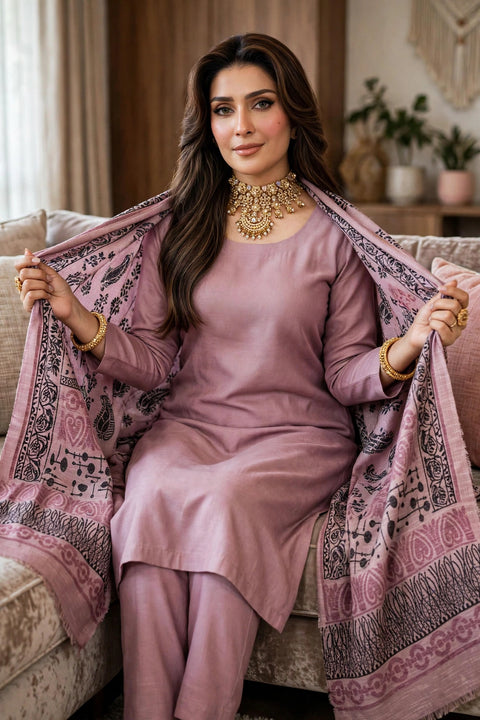 💕 #LUXURY #LEATHER PEACH PASHMINA 3 PC 👗
