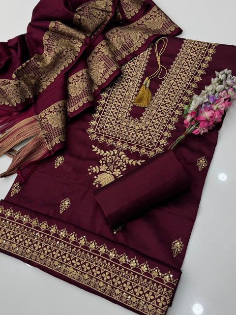 Winter’s Beautiful Boutique Style Fancy Sequence Zaari 🧵 Soosi Stuff 3 PC Dress 👗