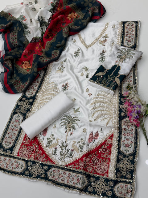 💕 #Trending Fancy Kaftan Style Embroidered Silk 3 Pc 💕