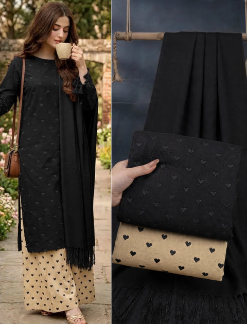 💕 #WINTER’s #VIRAL HEART 🖤 EMBROIDERY 🪡 3PC 💕