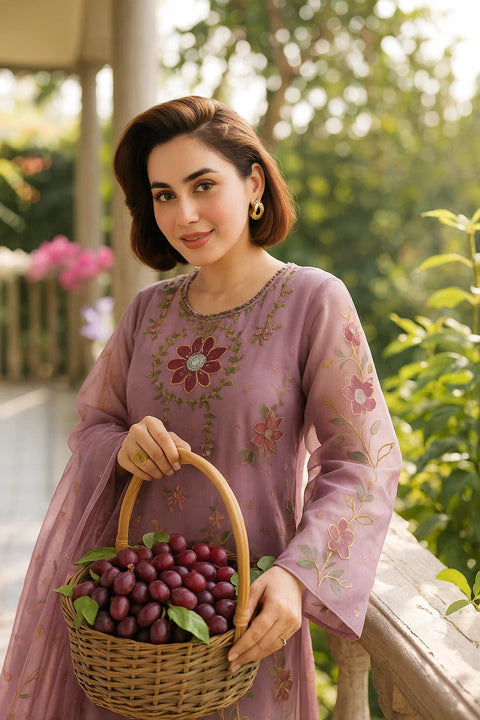 Beautiful Handmade Beads Ada Work With Painted 🎨 Mirror Work 2 PC Dress 👗