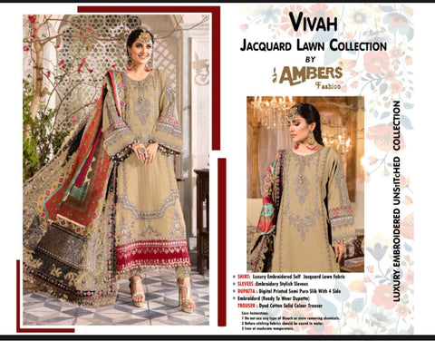 EID’s Luxury Heavy Embroidered Self Jacquard Lawn With Silk Duppata 3 Pc Dress 👗