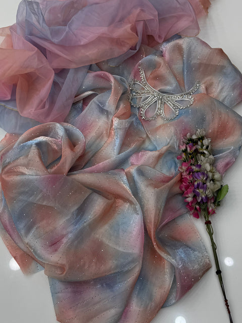 Beautiful Ombré Print Sheesha Silk Stone Work (Embroidered Neckline) 2 Pc Dress 👗