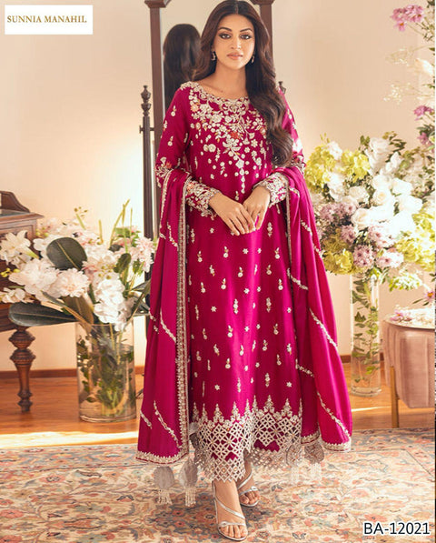 💕 Branded Luxury Pure Lawn With Embroidered Patches 3 Pc 👗