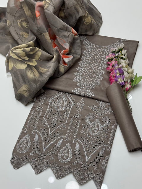 Beautiful Boring Shiffile Chikankari & Sequence Work 🧵 Lawn 3 Pc Dress 👗