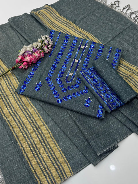 💕  #WINTER’s Beautiful Handmade Style Embroidery 🧵3 PC Dress