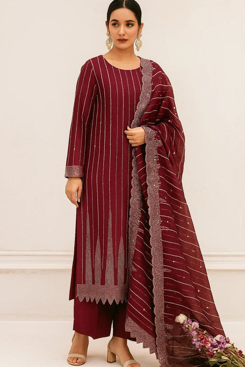 Sheesha Silk Fancy Sequence Pearls Cut Dana Heavy Work 2 Pcs Dress