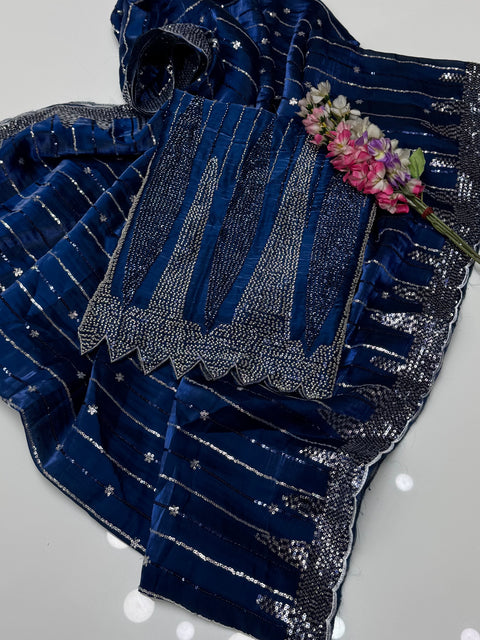 Sheesha Silk Fancy Sequence Pearls Cut Dana Heavy Work 2 Pcs Dress