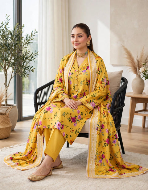 🔥 #Branded Hit Code Digital Printed Superior Quality Linen 3 PC Dress 👗