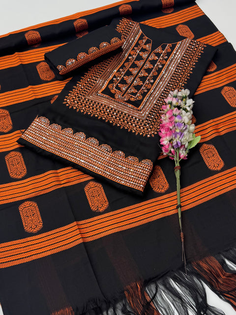 Boutique Style Fancy Sequence Zaari Embroidery Soosi 3 PC Dress 👗