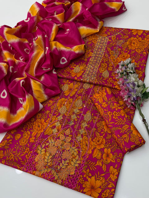 Beautiful Galla Daman Chikankari Embroidery 🧵 Lawn 3 PC Dress 👗