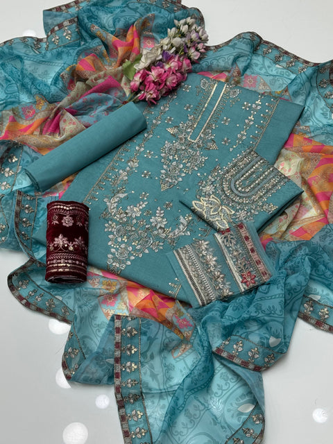 EID’s Luxury Heavy Embroidered Self Jacquard Lawn With Silk Duppata 3 Pc Dress 👗