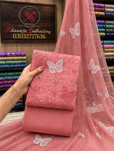 💕 #CHIKANKARI Maria.b Butterfly 🦋 Shiffile Chikankari Embroidery 🧵 Lawn 3 PC Dress 👗