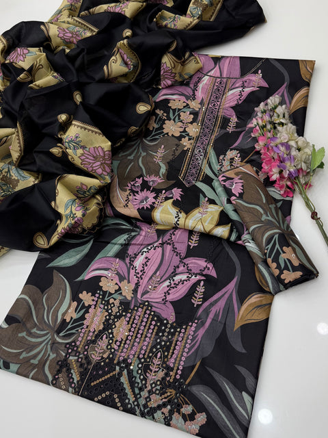 Beautiful Galla Daman Chikankari Embroidery 🧵 Lawn 3 PC Dress 👗