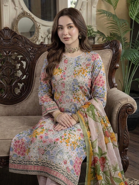 🔥 Beautiful Chikankari Embroidery Digital Printed Lawn 3 PC Dress 👗