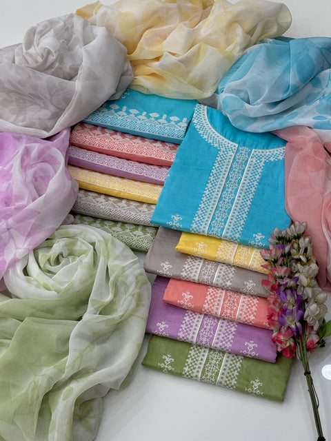Handmade Style Cross Stitch Computer Embroidery 🧵Lawn 3 Pc Dress 👗