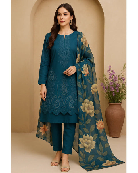 Beautiful Boring Shiffile Chikankari & Sequence Work 🧵 Lawn 3 Pc Dress 👗