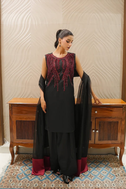 Original FPL Brand Beautiful Handwork Embroidery Rasham Beads Shamooz Silk 3 PC 👗