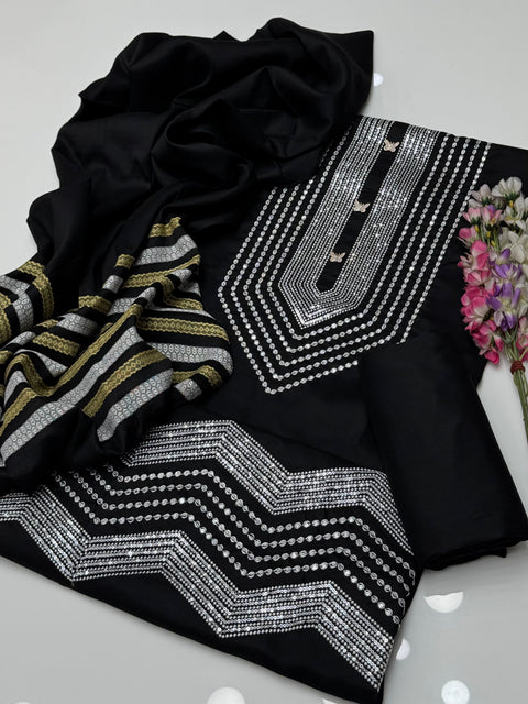 🔥 #WINTER’s Boutique Style Fancy Sequence Embroidery Soosi 3 PC Dress 👗