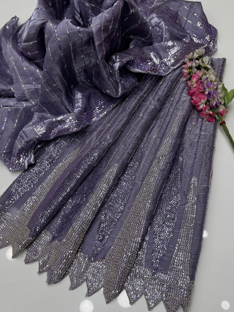 Sheesha Silk Fancy Sequence Pearls Cut Dana Heavy Work 2 Pcs Dress