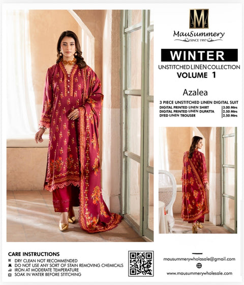 🔥 💯% Original Mausummery Brand Digital Printed Linen 3 Pc Dress 👗