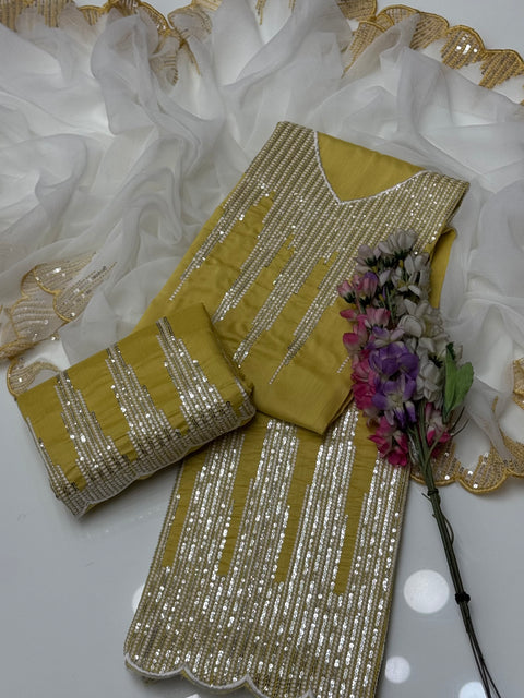 Fancy Sequence Embroidery 🧵 Viscous Silk 3 PC Dress 👗