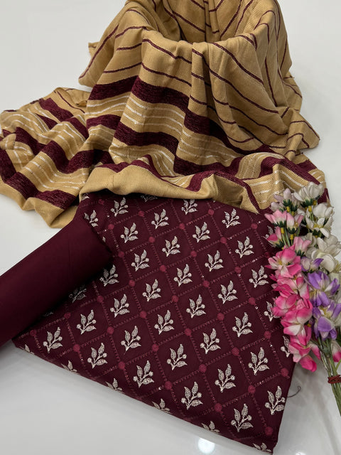🔥 #ONLY 2350/-PKR WINTER’s DHANAK EMBROIDERED 3 PC 👗