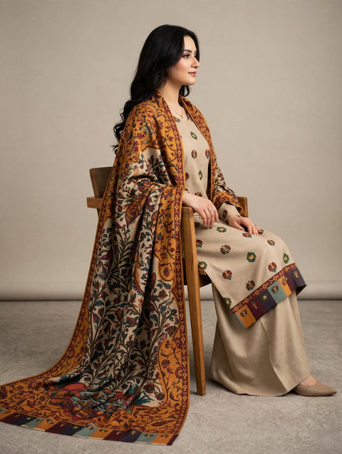 🔥 #WINTER KALAMKARI PASHMINA 3PC 🔥
