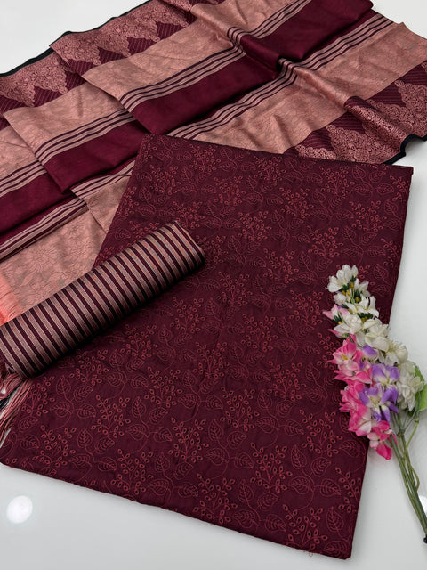 💕 #WINTER’s Shiffile Chikankari Jaal Embroidery 🧵 Soosi Stuff 3PC